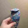 藍色碎花中間蝴蝶貼身頭箍正面